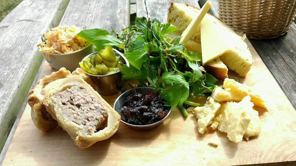 food on a wood block