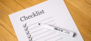 a checklist with pen