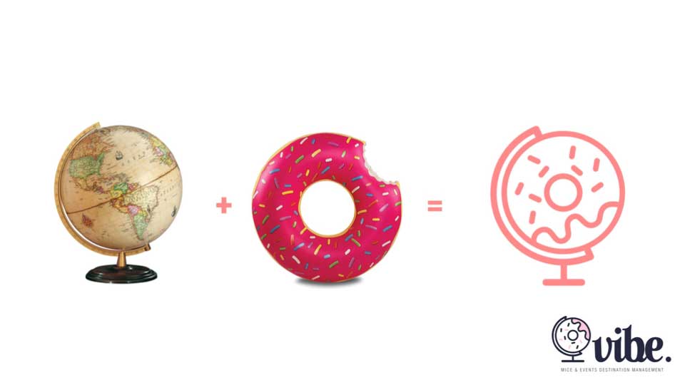 Globe, donut and the VIBE agency logo
