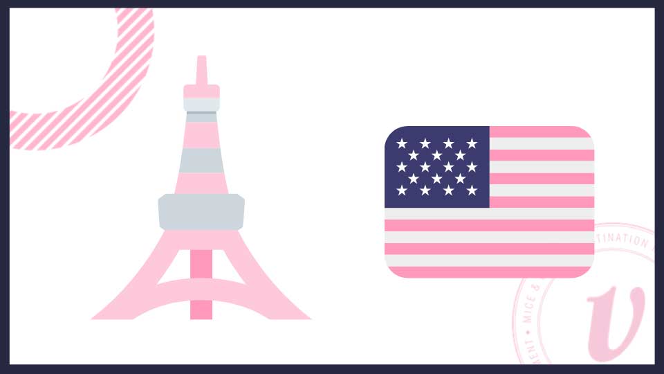 Eiffel Tower and the American flag