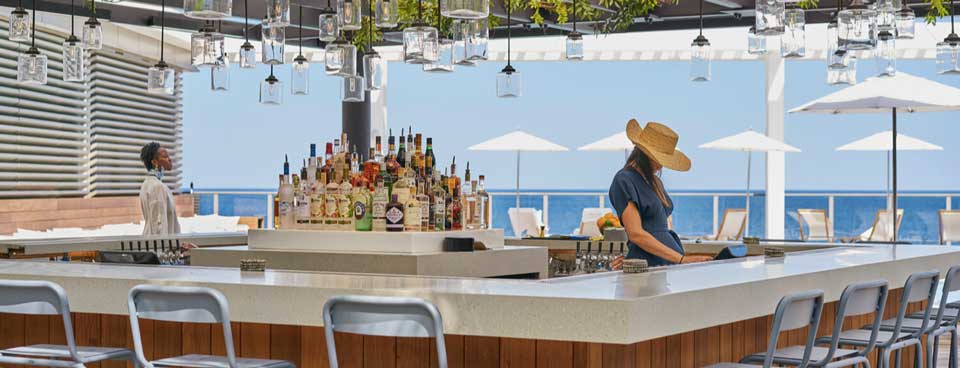 Asbury Ocean Club Surfside Resort outdoor terrace with ocean view