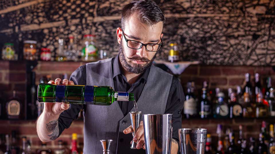 Bartender mixing a drink