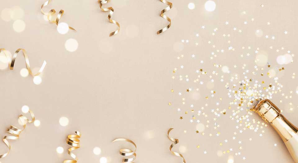 Festive elements on gold background