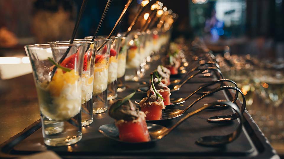 Buffet with individual self-serving dishes