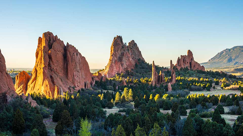 Sunrise at the Garden of the Gods in Colorado Springs, CO