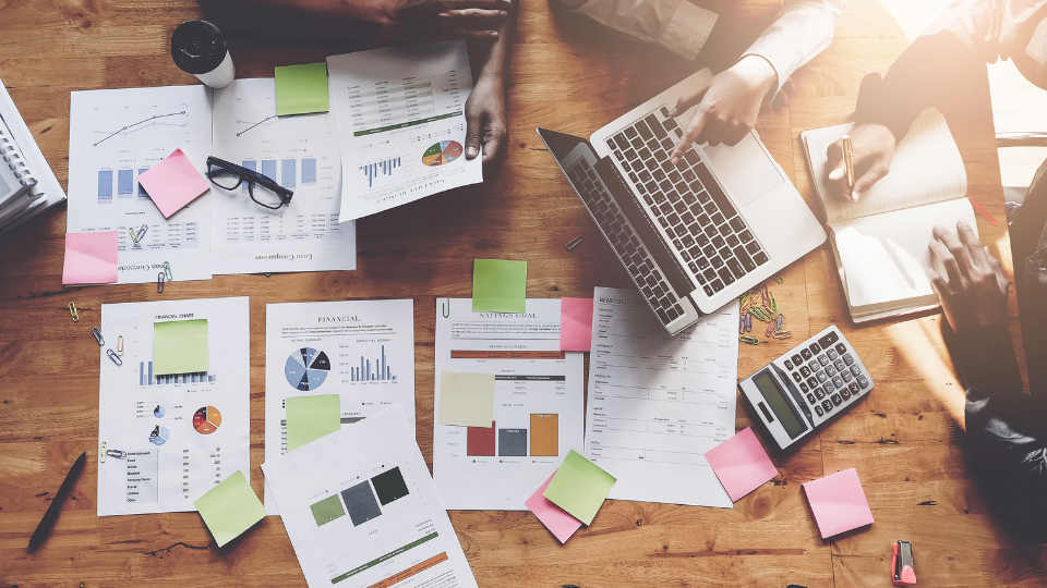 marketing materials on a desk