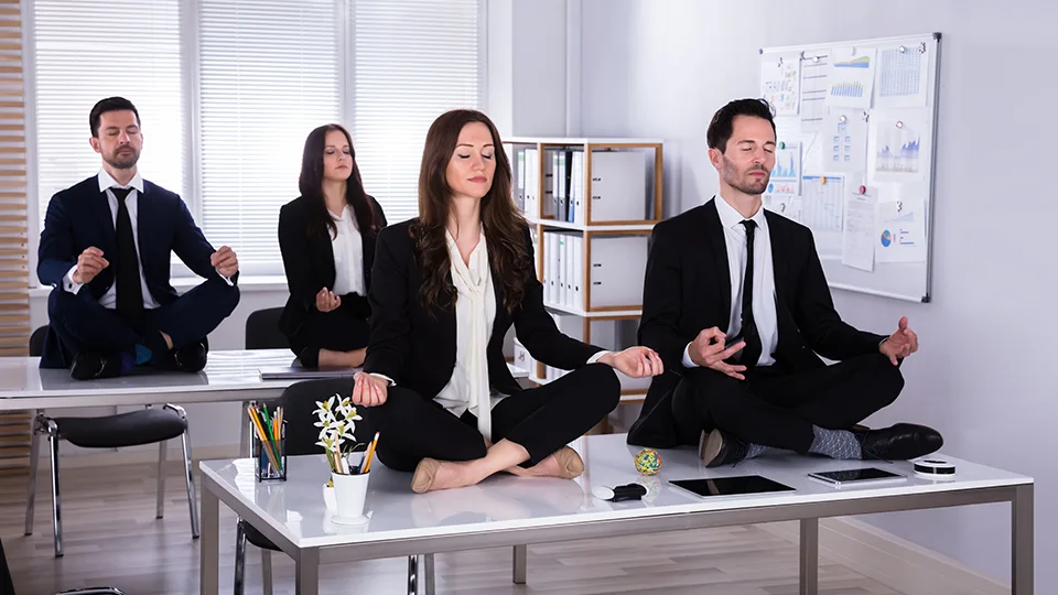 executives meditating